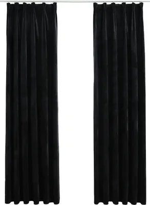 Produktbild von vidaXL Verdunkelungsvorhänge mit Haken 2 Stk. Samt Schwarz 140x175 cm