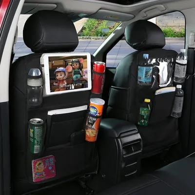 Produktbild von Auto-Rückenlehnentasche Auto Organizer Kinder,Rückenlehnenschutz Auto Kinder mit Durchsichtigem Tablet Tasche,600D Oxford Wasserdicht Autositz Organiz