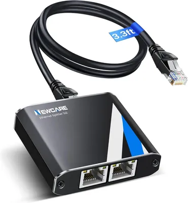 Productafbeelding van LAN-splitter 1 naar 2 met 1 meter Ethernet-kabel, Gigabit, voor netwerkapparatuur
