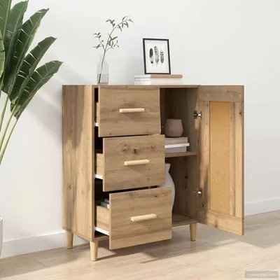 Image de vidaXL Sideboard Chêne Artisan 69,5 x 34 x 90 cm Matériau dérivé du bois