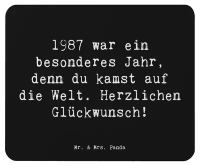 Produktbild von Mr. & Mrs. Panda Mauspad Spruch 1987 Geburtstag - Schwarz - Geschenk, Geburtstagsgeschenk, Erinnerungen, besonderes Jahr, mousematte, Geburtsjahr, Jahrgang, Mousepad