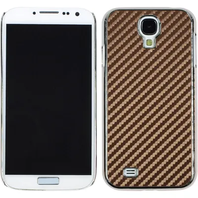 Produktbild von PhoneNatic Case kompatibel mit Samsung Galaxy S4 - Hülle braun Carbonoptik Hard-case + 2 Schutzfolien
