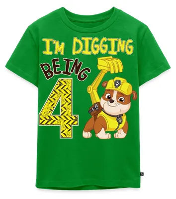 Produktbild von Spreadshirt Paw Patrol Rubble 4. Geburtstag Kinder Premium T-Shirt, 134/140 (8 Jahre), Grün