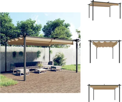 Obrázek produktu pro vidaXL Pavilon s výsuvnou střechou 4x3 m Taupe - Pavilony a párty stany
