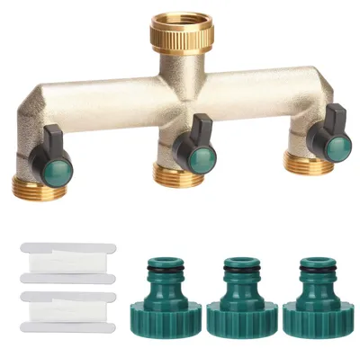 Produktbild von 3-Wege-Verteiler mit Ventil – Messing-Wasserverteiler