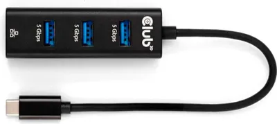 Produktbild von Club3D USB-Hub USB Typ-C 3.2 > 3x USB Typ A 1Gbps