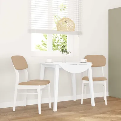 Produktbild von Esszimmerstühle mit Kissen 2 Stk. Weiß Massivholz Gummibaum, Esszimmerstühle DesignMöbel