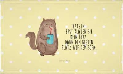 Produktbild von Mr. & Mrs. Panda gesichtstuch Katze Dose - Gelb Pastell - Geschenk, Handtuch 50x100, Bezaubernd, Flauschtuch, Cats, Katzen, Cat, kleines, gesichtshandtuch, Herz
