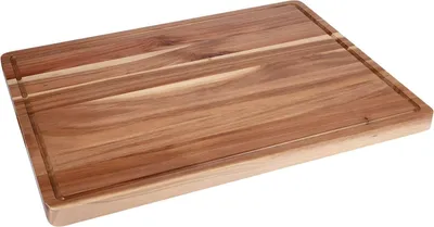 Productafbeelding van Snijplank - Keukenplank - Snijplank van massief acaciahout - Extra dik - Met sapgroef en handgrepen - 60 cm