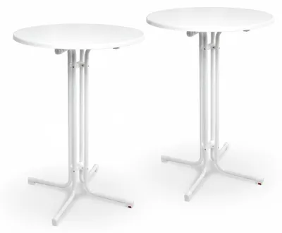 Produktbild von Beautissu Outdoor Stehtisch Bellini, klappbar, 2er Set, Ø80cm, Weiß