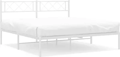 Produktbild von vidaXL Bettgestell mit Kopfteil Metall Weiß 135x190 cm