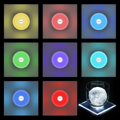 Zdjęcie produktu dla Podkładki pod napoje LED, 8 sztuk - Podświetlane podkładki - Wodoodporne podkładki - Podkładki pod napoje - Podkładki na imprezy - 7 trybów podświetlenia - Średnica ok. 10 cm