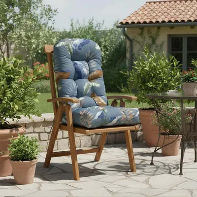 Produktbild von Outdoor-Schaukelstuhlkissen mit Bändern,Hochlehner Auflagen Stuhlkissen Sitzkissen,wasserfest Adirondack Stuhl Ersatzkissen,Lounge-Sitzkissen für Garten und Veranda,Blau