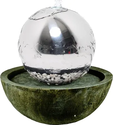 Produktbild von Köhko 30 cm Kugelbrunnen 21008 aus Edelstahl mit LED-Beleuchtung und Harzbecken