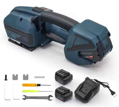 Produktbild von Elektrische Umreifungsmaschine - Tragbares automatisches Akku-Umreifungsgerät - Für PP- und PET-Bänder 0,89–1,60 cm - Blau
