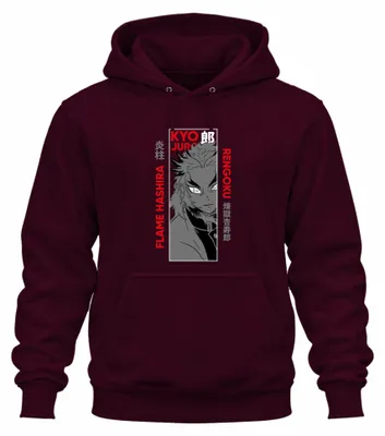 Obrázok produktu pre Kyojuro Rengoku Flame Hashira Kimetsu no Yaiba Anime Gift Uni mikina s kapucňou, bordová, XXL