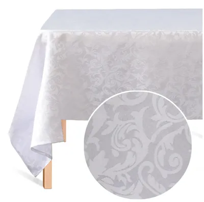 Produktbild von Tischdecke mit Jacquard-Prägemuster, weiß, für Tisch 140 x 240 cm