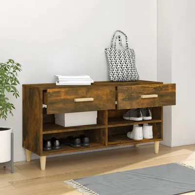 Produktbild von "2026 Promotion" Schuhschrank, moderner Schuhkommode, Räuchereiche 102x35x55 cm Holzwerkstoff - Schuhregale CC28279