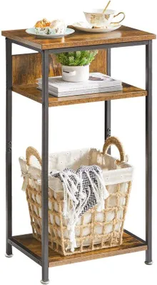 Produktbild von Ibenzoa® Nachttisch & Beistelltisch, 3 Ebenen, industrielles Design, 40 x 30 x 72 cm – für Wohn- & Schlafzimmer