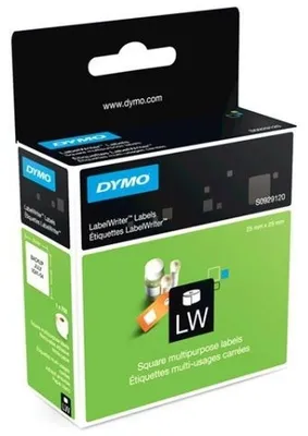 Zdjęcie produktu dla DYMO LW małe etykiety uniwersalne | 25 mm x 25 mm | rolka 750 łatwych do odklejania etykiet | samoprzylepne | do drukarek etykiet LabelWriter | oryginalne, Biały, Samoprzylepne etykiety do drukowania, Papier, Wyjmowana, Kwadrat, LabelWriter