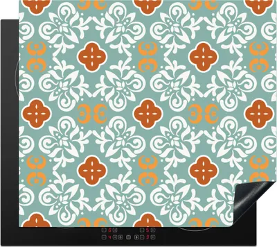 Produktbild von KitchenYeah© Herdabdeckplatte Muster - Blumen - Abstrakt , 58x51cm, Küche Deko, Glaskeramikkochfeld Herdabdeckung, Abdeckplatte fùr Kochfeld