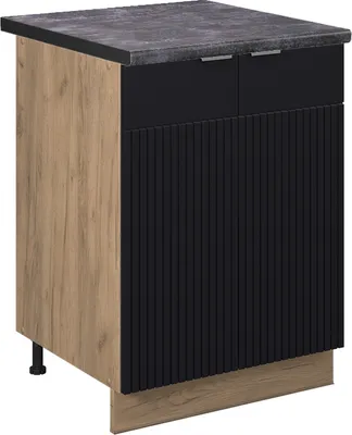 Produktbild von Küchenunterschrank Vicco Fame-Line Schwarz gestreift 60 cm , AP Anthrazit, Model 50757