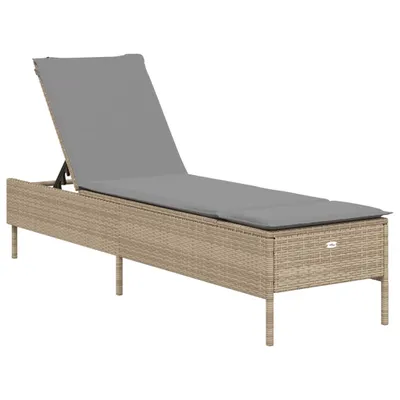 Produktbild von Sonnenliege mit Auflage Beige Poly Rattan