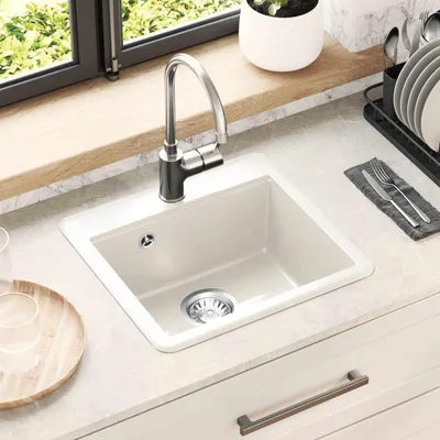 Obrázok produktu pre vidaXL Umývadlo, 80 % kremeňa a 20 % živice, 470 x 440 mm, biela