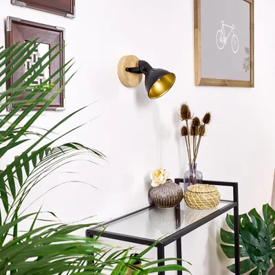 Produktbild von Arazane »Arazane« Wandlampe aus Metall in schwarz-gold und Holz