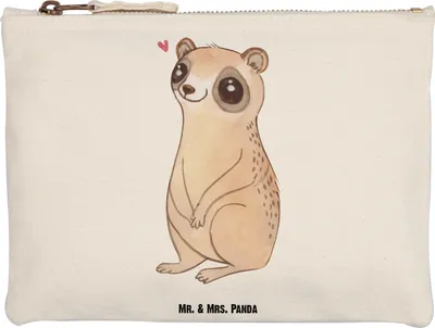 Produktbild von Mr. & Mrs. Panda Beauty Bag Plumplori Glücklich Grösse XL Große - Weiß - Geschenk, Kosmetiktasche, Pouch, Kulturbeutel, Waschtasche, Baumwollbeutel, Glück, Niedlich
