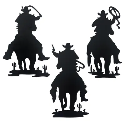 Cowboy-Wanddeko aus Metall, mattschwarz, 24,1 x 12,7 cm