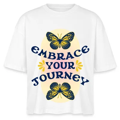 Produktbild von Spreadshirt Embrace Your Journey Hippie Y2K Spiritualität Retro Design Boxy Shirt Damen, XXL, Weiß