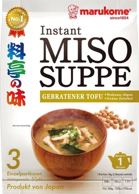 Produktbild von marukome Instant Miso Suppe GEBRATENER TOFU 57g | Miso-Würzpaste + getrockneter, gebratener Tofu