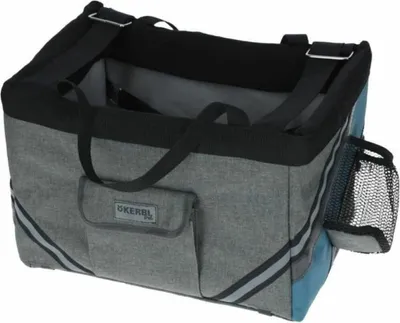Immagine prodotto di KERBL Borsa da bici per cani/gatti grigio-blu fino a 7 kg - 38x25x25 cm