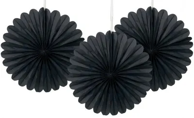 Produktbild von Unique Party 63260, Dekorativer Ventilator, Schwarz, 3 Stück(e), 15,2 cm