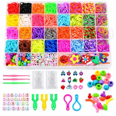 Produktbild von Loom Bänder Set 2500 Stück Gummibänder für Armbänder, Basteln, Zubehör