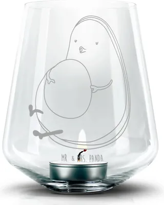 Produktbild von Mr. & Mrs. Panda Windlicht Glas Avocado Pfeifen - Transparent - Geschenk, Laterne, gravur, Diät, Kerzenhalter, Teelichthalter, Abnehmen, Ernährung
