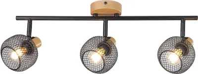 Productafbeelding van Rabalux 3129 Plafondlamp met 3 spots, model Grendel, fitting E14, bruin-zwart, industriële stijl, 53 cm
