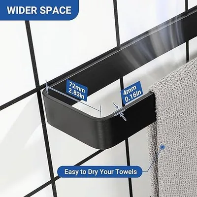 Obrázok produktu pre Držiak na uteráky do kúpeľne, 40 d x 6 š x 3 v cm