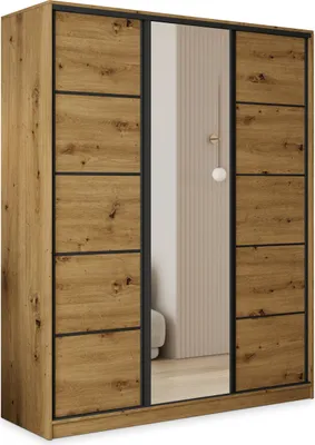A wardrobe with a mirror in the center.