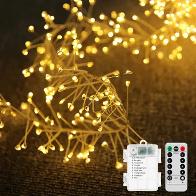 100 LED Lichterkette, 3 m, warmweiß, IP44, batteriebetrieben, Fernbedienung