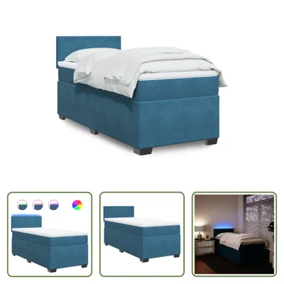 Produktbild von The Living Store Boxspringbett mit Matratze Blau 80x200 cm Samt