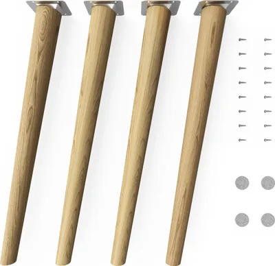 Produktbild von 4x sossai Holzfüße rund - schräge Ausführung 45cm Eiche