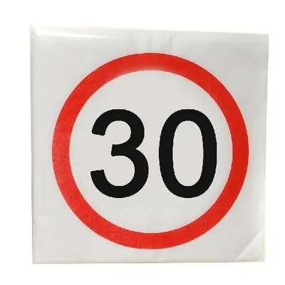 Produktbild von Serviette 33x33cm 12Stück Verkehrsschild Zah 30