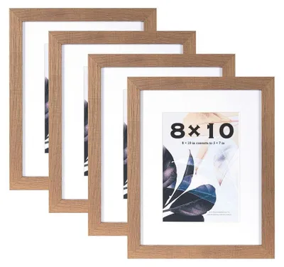 Fotolijsten-Set 4er-Pack, 10x8, braun, Holz, für Wand und Tisch