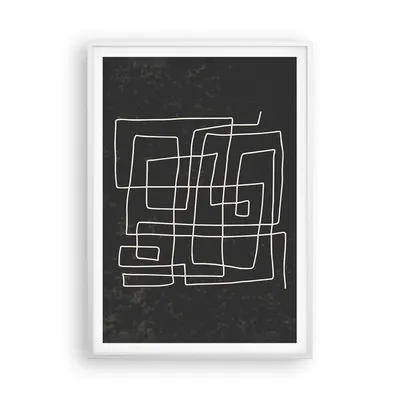 Produktbild von Gerahmtes Poster - Weißer Rahmen - Schwarzweiß Labyrinth Linie - 70x100 cm - Wand Bild - Wanddeko - Wandbilder - Kunstposter - Wandposter - Bilderrahmen - Bilder - Kunstdruck - P2WPA70x100-5110