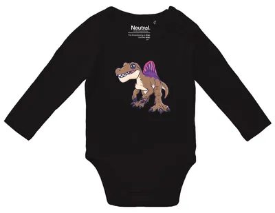 Produktbild von Huuraa Baby Body Spinosaurus Dinosaurier 74 Black  Baumwolle Fairtrade Langarmbody Geschenkidee