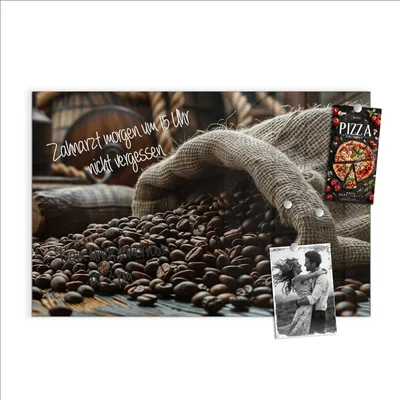 Produktbild von Magnettafel 60x40cm Pinnwand Whiteboard beschreibbar - Kaffeebohnen Sack