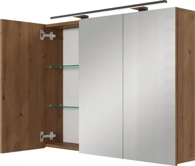 Produktbild von Planetmöbel ARIA Spiegelschrank mit Beleuchtung und Steckdose 100 cm Gold Eiche