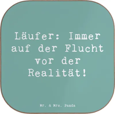 Produktbild von Mr. & Mrs. Panda Untersetzer Glas Spruch Laufen Realitätsflucht - Meeresbrise - Geschenk, Sportler Geschenke, Sport, Coaster, Tassenuntersetzer, Teamsport, laufschuhe